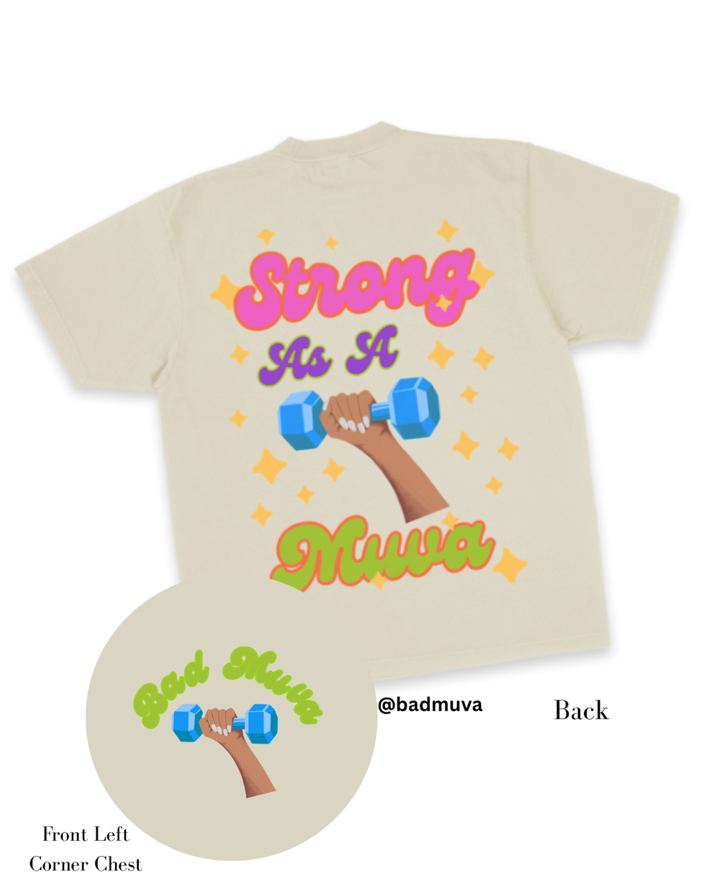 Stronger As A Muva Heavy Weight Oversized Tee (Tan)