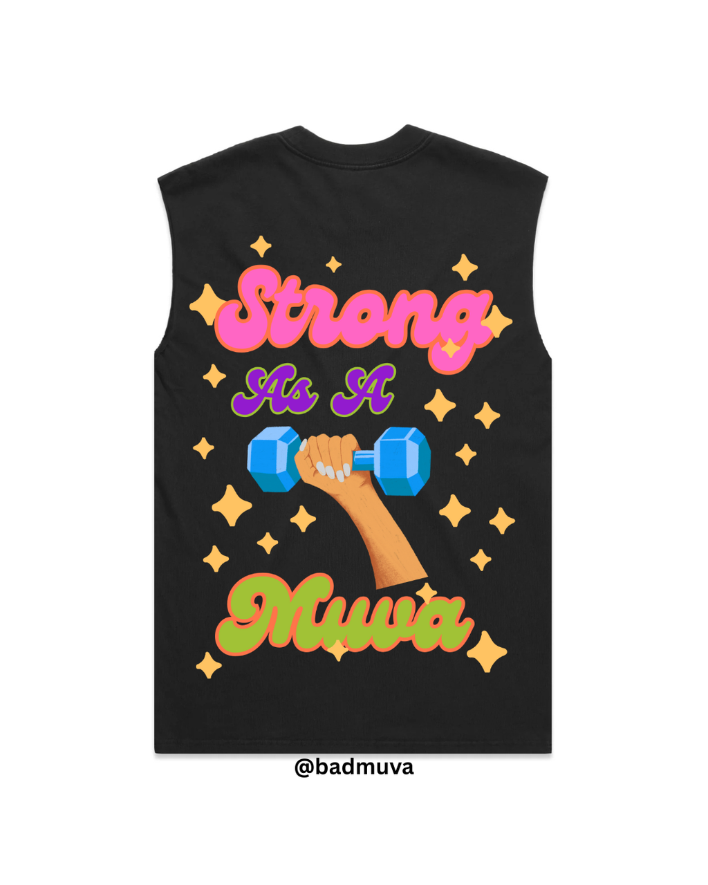 Stronger As A Muva Heavy Weight Oversized Sleeveless Tee (Charcoal Grey)