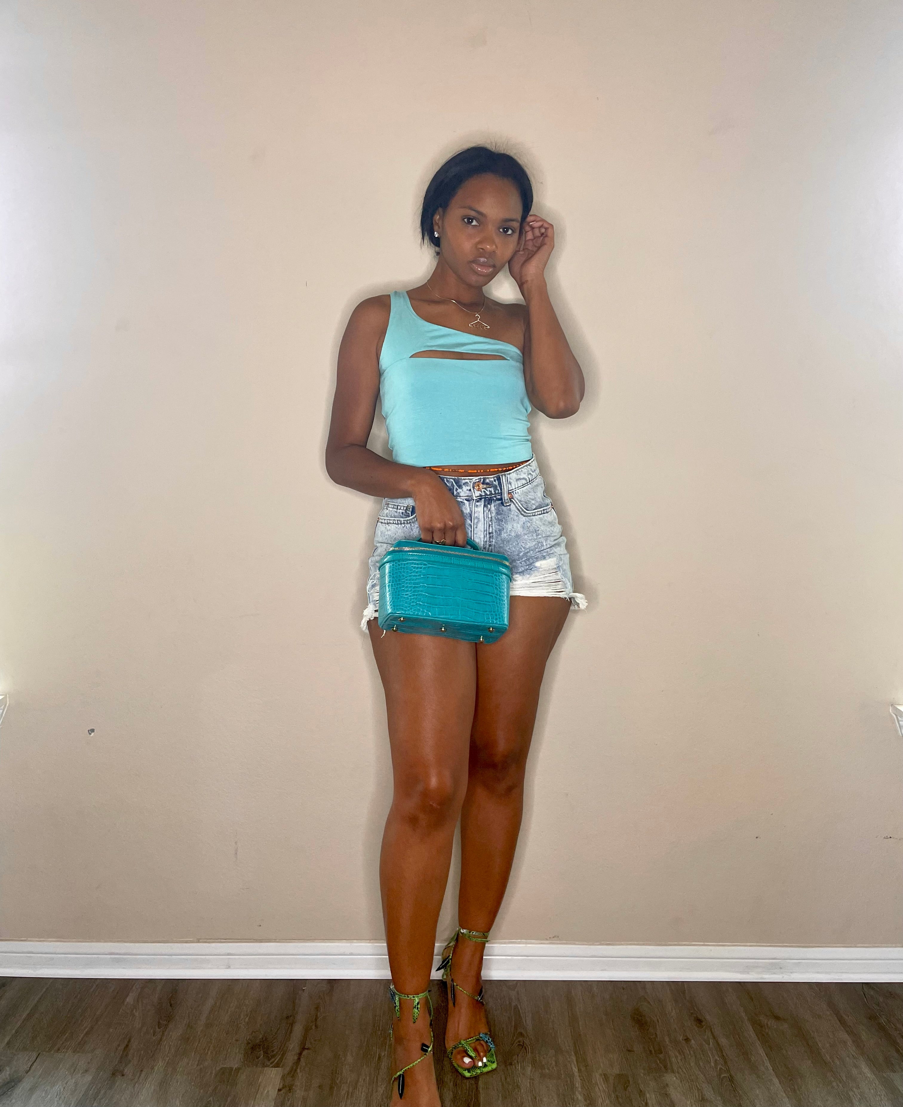 Jessica Peek A Boo One Shoulder Crop Top