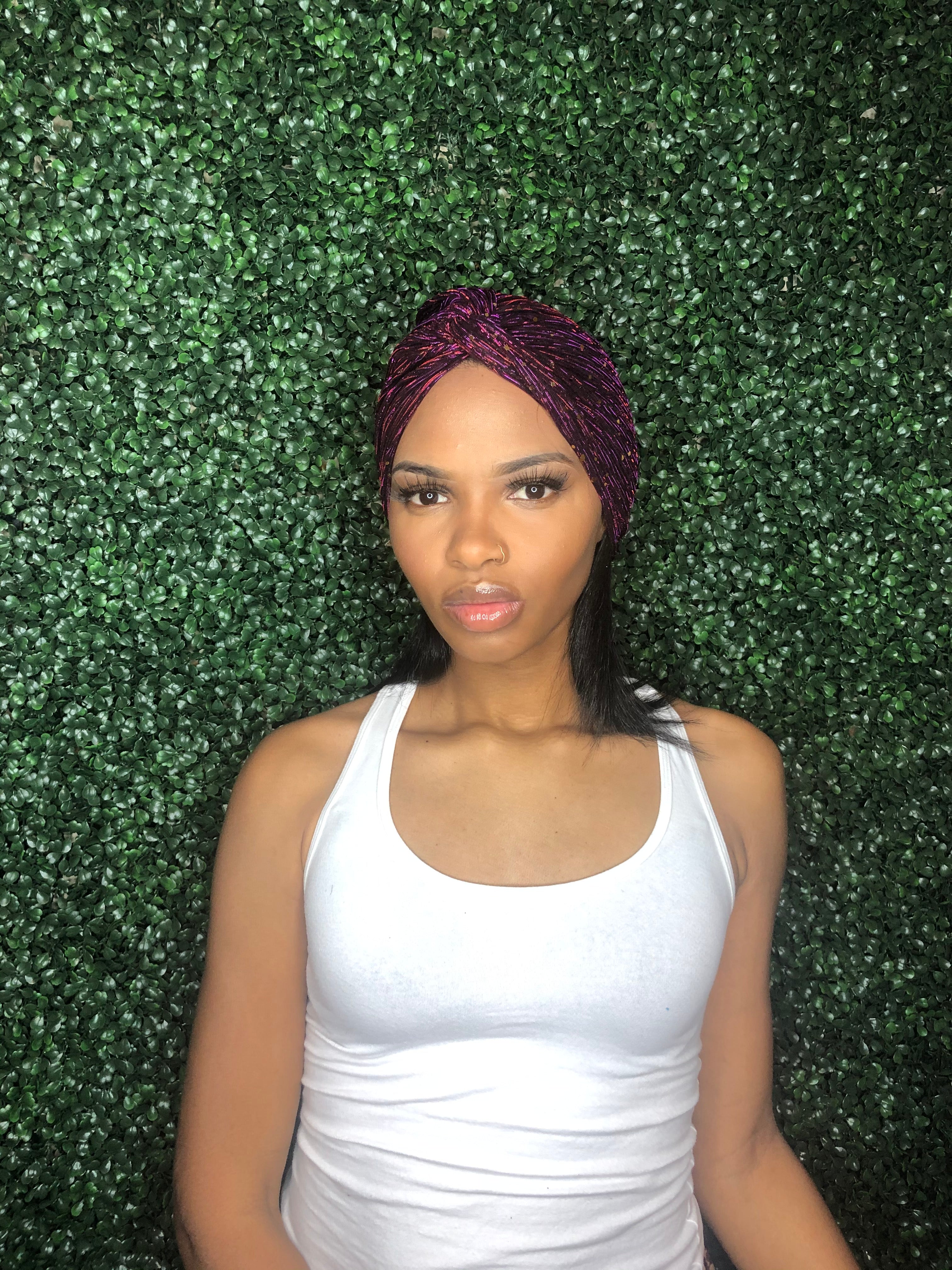 Hair Turban (Pink/Purple Sparkle)