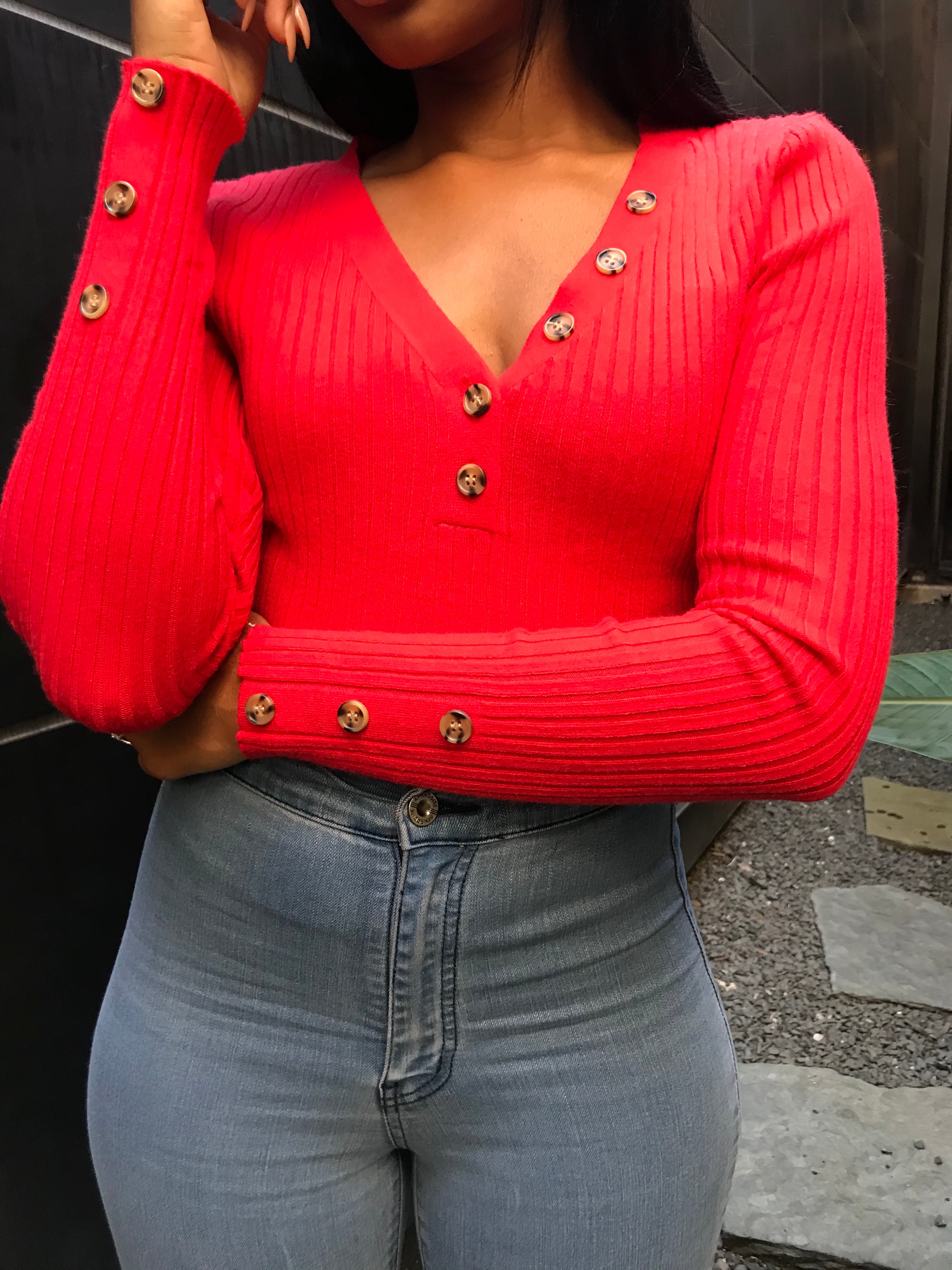 3 Button Ribbed Sweater