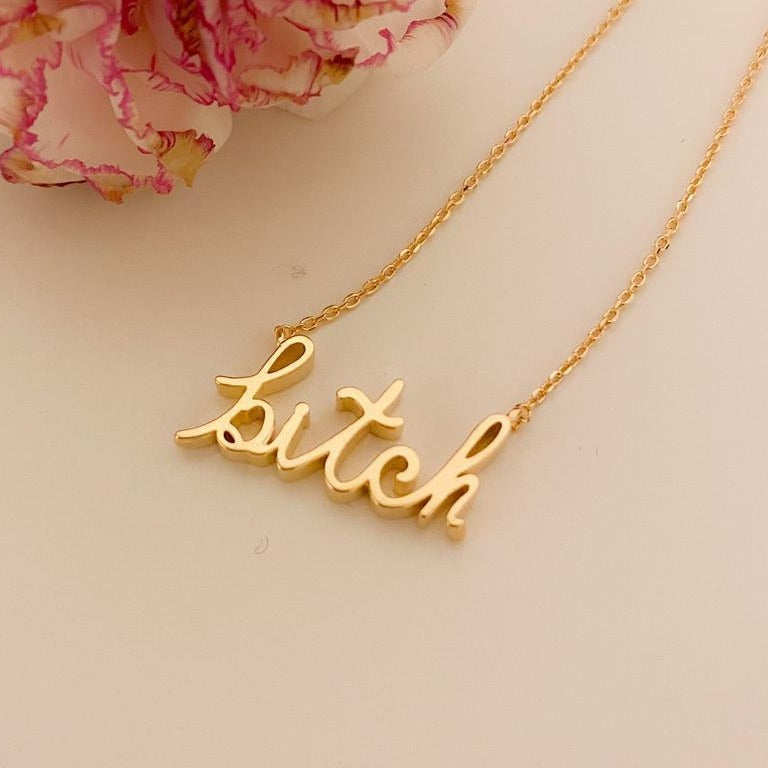 BITCH Cursive Necklace