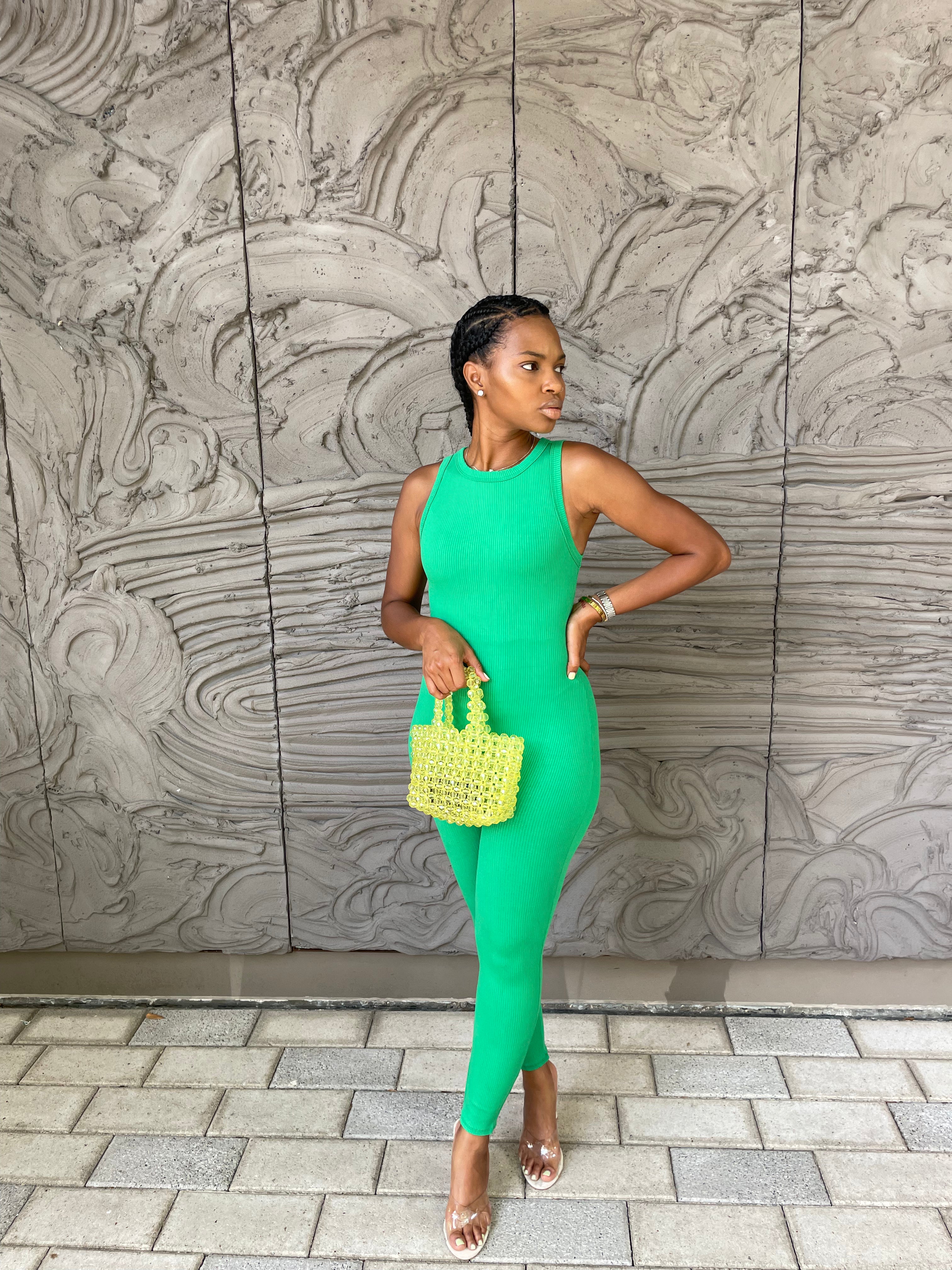 Fit Me Right Ribbed Jumpsuit (Kelly Green)