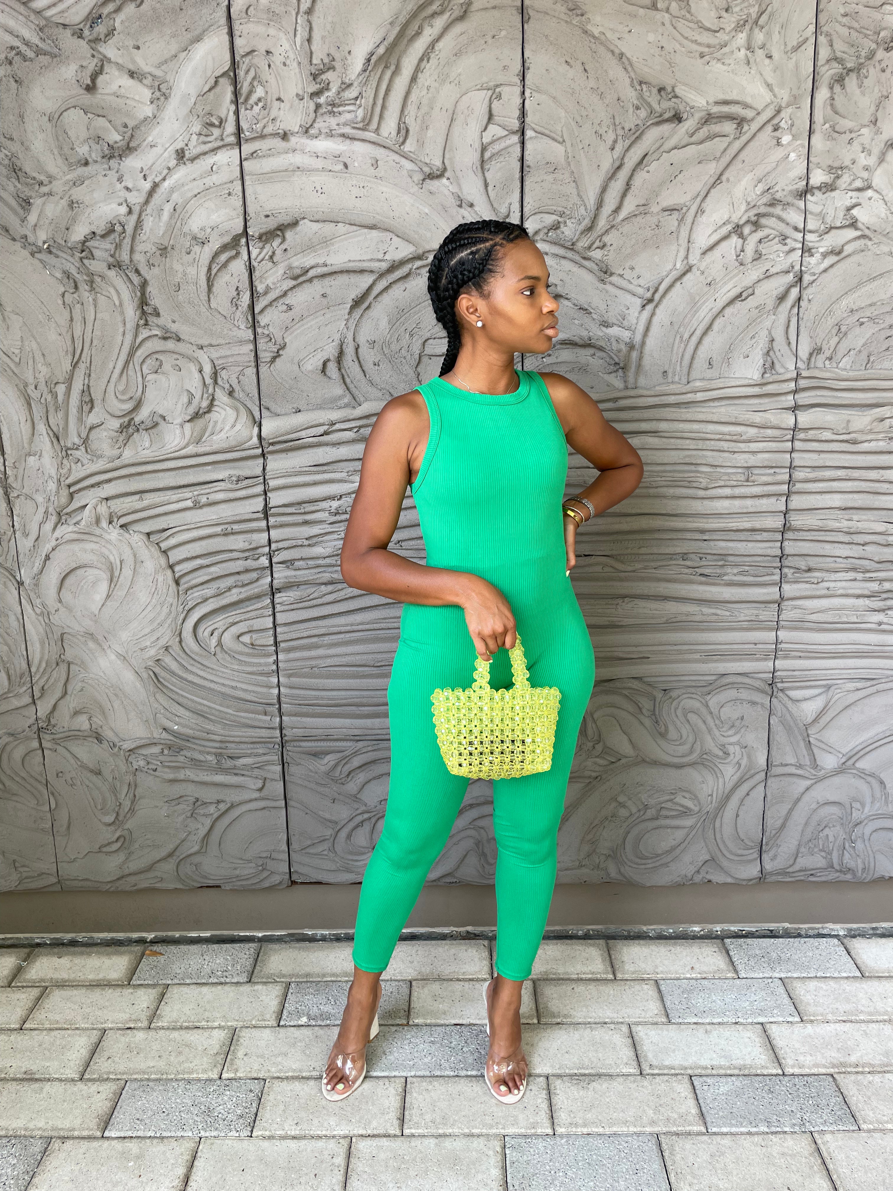 Fit Me Right Ribbed Jumpsuit (Kelly Green)
