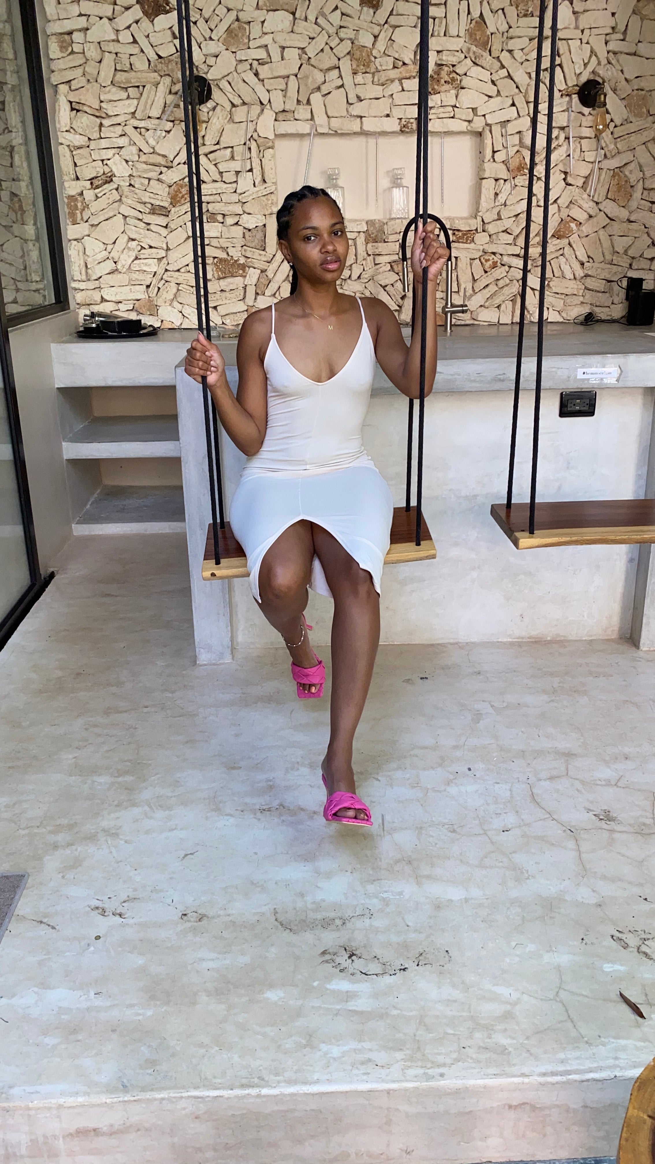 Kia High Spilt Dress (Tan)