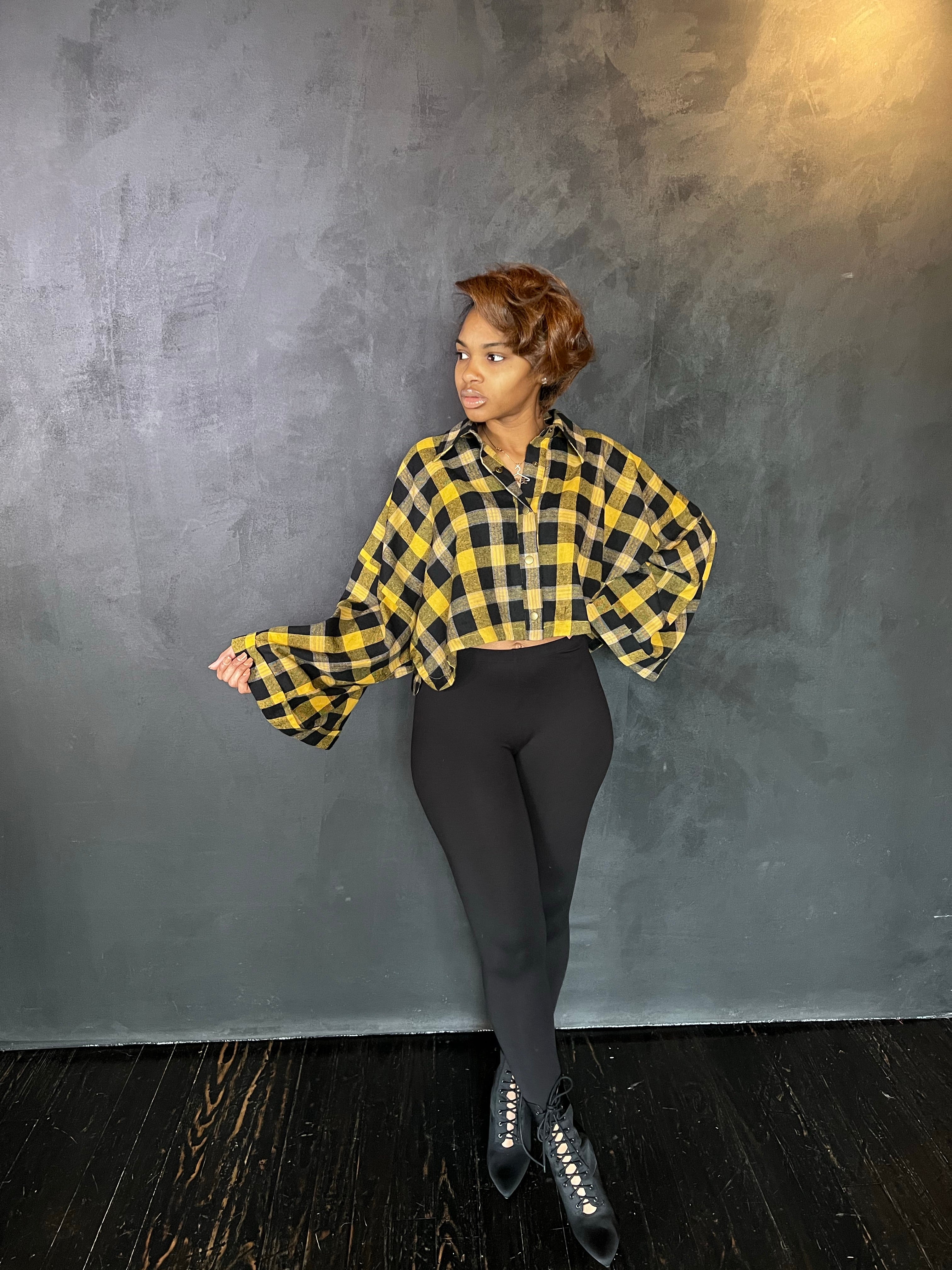 Mariah Crop Wide Sleeve Flannel