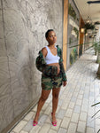 Crop Army Green Camo Jacket